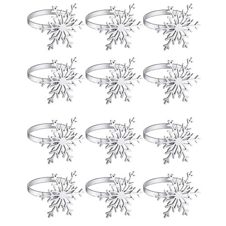 12 Stykker Snefnug Servietringe Jule Snefnug Serviet Holder Ringe Til Juleferie Bord
