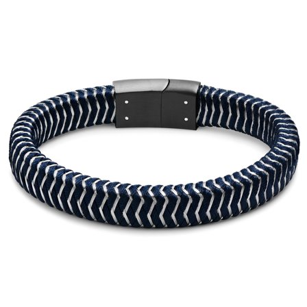 Bracelet en fil d'acier inoxydable bleu pour hommes - Bracelets tressés