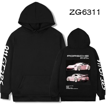 Setcar Porsche 911 Tryckt Herr Mode Hoodie Unisex Svart S