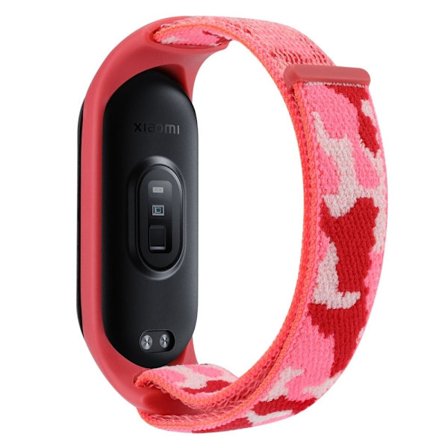 Xiaomi Mi Band 7 / 6 / 5 nylon kamouflage klockarmband - Röd