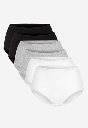 Cellbes of Sweden - Ribbet trusse i bomuld 6-pack i sort + hvid + gråmeleret til damer i størrelse 38/40