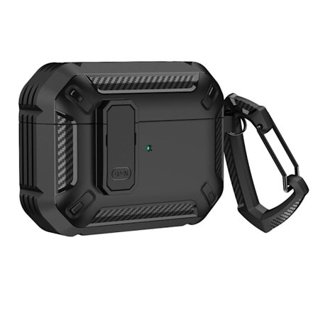 AirPods Pro 2 skyddsfodral med karbinhake - Svart