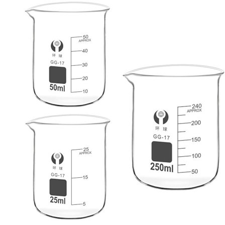 3stk Lab-beger Gradueret begersett Skalert målebeger