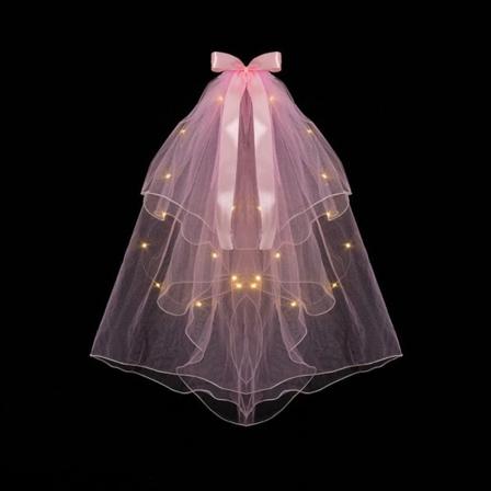 Glow Bröllopsslöja Bowknot Pearl Veil ROSA VARM LJUSROSA VARM pink warm light