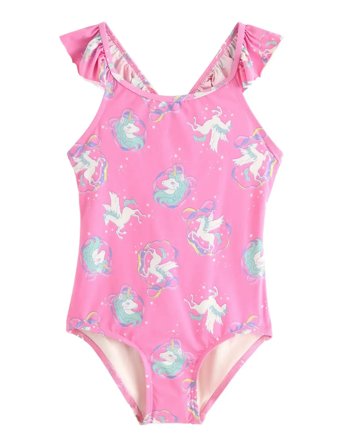 Lindex Swimsuit Straps With Flounces - Pink - 110/116