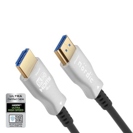 NÖRDIC CERTIFIED 10m Ultra High Speed ​​​​HDMI 2.1 aktivt AOC optisk fiberkabel 8K 60Hz 4K 120Hz 48Gbps Dynamic HDR, eARC, VRR