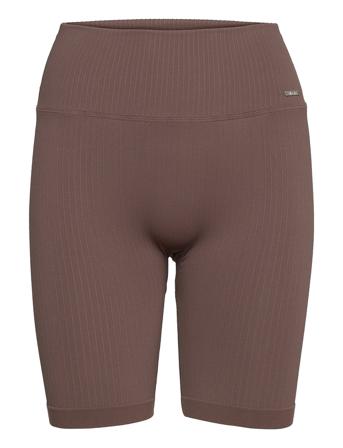 Macchiato Ribbed Seamless Biker Shorts Running/training Tights Brun AIM'N