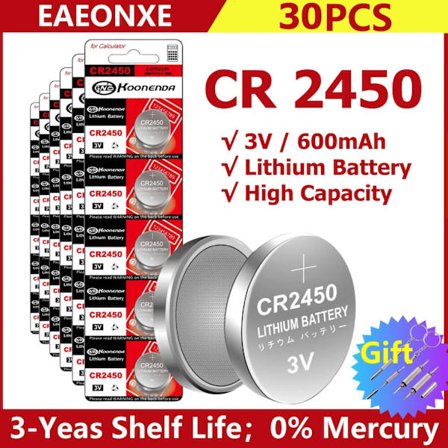 CR2450 3V litiumparisto CR 2450 DL2450 BR2450 LM2450 KCR5029 leluauton avaimelle kaukosäädinkello LED-valopainike kolikkokenno