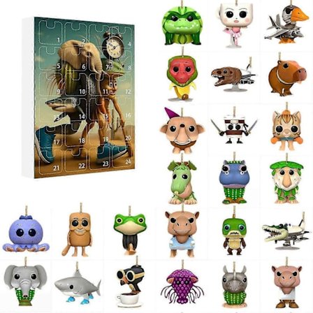 Adventskalender 2025 med 24 dager, 2D akryl nøkkelring Brainrot italiensk dyregave til barn-WELLNGS