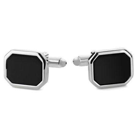 Gemelli ottagonali color argento con incastro in onice for Men