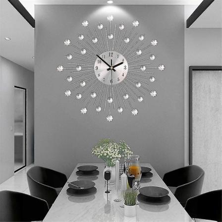 3D DIY Veggklokke Luksus Metall Stille Store Tall Stue Kunstinnredning