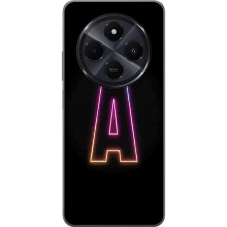 Kompatibel Mobilcover til Xiaomi Xiaomi Redmi A4 Minimalistisk neonbogstav A i regnbuefarvet lys mod sort baggrund i moderne typografisk stil