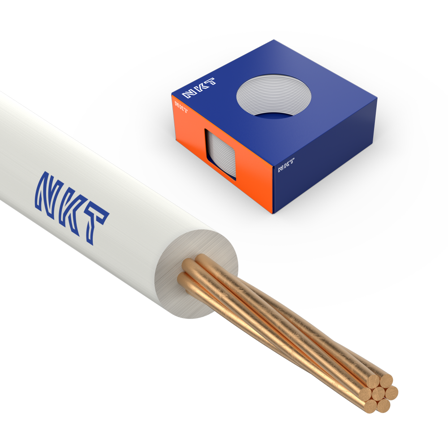 NKT FQ XTRA Installasjonskabel 450/750 V, 2,5 mm², 100 m ring Hvit, Stikkontakter & kabler