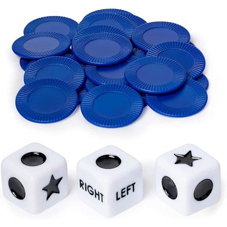 Venstre Højre Center Terningspil Prime Sæt Med 3 Terninger + 24 Chips Sjove L C R Spilleterninger Sæt Til Fest Venner Familie Game Night -ES
