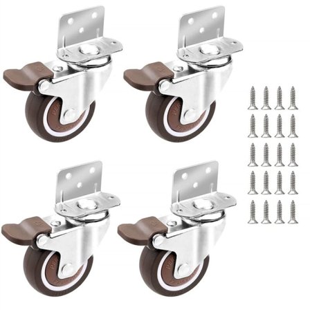 4x hjul - 25 mm til møbler små drejelige hjul med bremse en