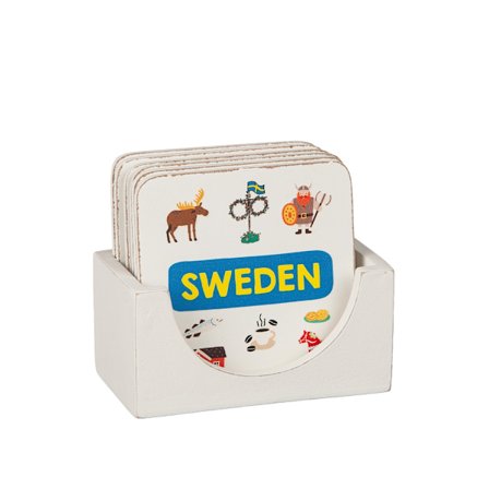 Glasunderlägg Sverige Sweden Älg 6-pack i låda