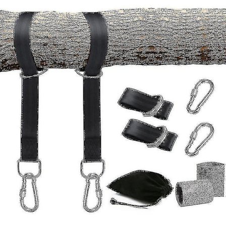 Trægynge Remme Ophængningssæt Med To Zinklegerings Karabiner Sort 1 Sæt