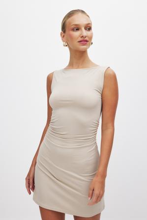 NA-KD Sleeveless Jersey Mini Dress - Robe jersey - Beige - XS (EU 32)