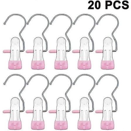 20 stk. Klesklyper for støvler, kleskrok, klesklyper i rustfritt stål for sokker, håndklær, undertøy, hatter, skjerf