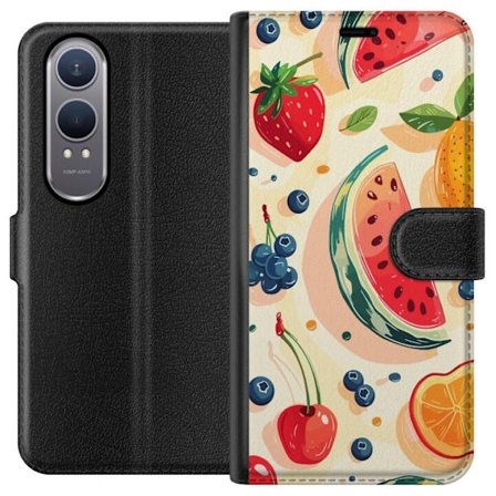 Kompatibelt Lommeboketui til OnePlus Nord CE4 Lite Lekende fruktillustrasjon med vannmelon, sitrus, jordbær, kirsebær og bær