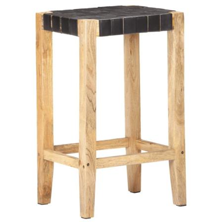 Vidaxl Barstolar 2 St Svart Äkta Läder 75 Cm Svart