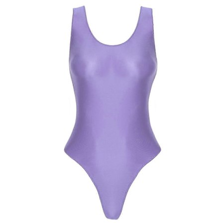 Dam Glansig Ärmlös Högt Skuren Body Baddräkt i Ett Stycke för Yoga Sport Fitness Simning Bad Body