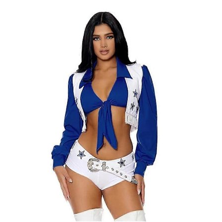 Dallas Cowboys Cowgirls Cheerleader Kostume Dame Kvinde Voksen Fodbold Sexet Stjerne Hold Cheer Udklædning