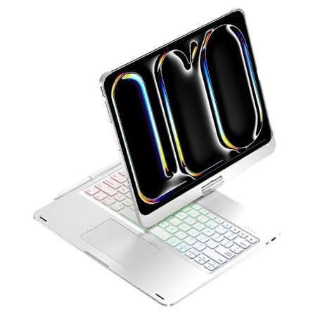 Kompatibel med iPad Pro 13 (2024) Trackpad Bakgrundsbelyst Tangentbord med Tablet Fodral-Perfet