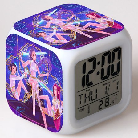K-POP Demon Hunters LED Vekkerklokke 7 Farger Nattlys Anime Gave&07&