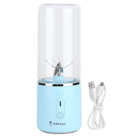 300ml Kannettava Blenderi Mini Kädessä Pidettävä Mehupuristin Hedelmäsekoitin USB-Lataus Kotiin Matkatarvikkeet Sininen