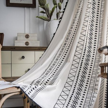 Gardiner Svartvita Gardiner 84 Tum Långa Bohemiska Gardiner