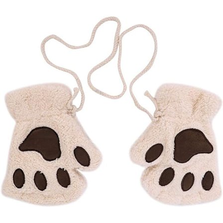 Kvinder Piger Varm Halv Finger Plys Handsker Handsker Sød Panda Hund Pote Handsker