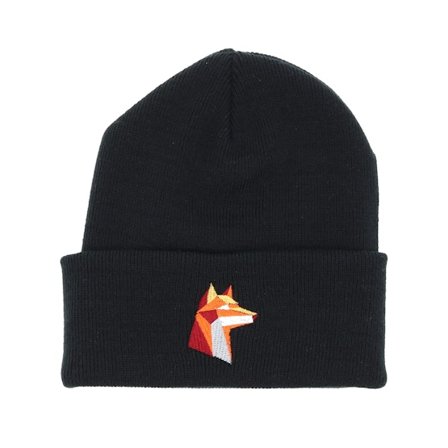 Origami - Svart cuff Lue - Paper Fox Black Beanie @ Hatstore