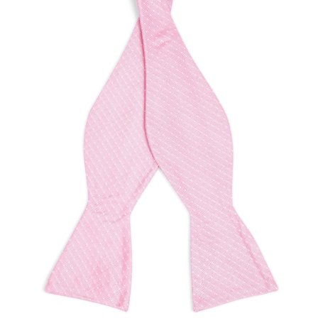 Papillon da annodare in seta rosa con motivo a pois per uomini - Papillon da annodare