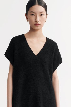 Soft Goat - Boucle V-neck - Women cashmere sweater - M - Black