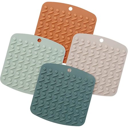 Grydeunderlag Silikone Sæt med 4 Grydeunderlag Skridsikre Grydelapper Opvaskemaskine Sikker