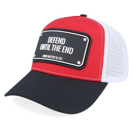 John Hatter & Co - Červená trucker Kšiltovka - Defend Until The End Rubber Red/Black/White A-Frame Trucker @ Hatstore