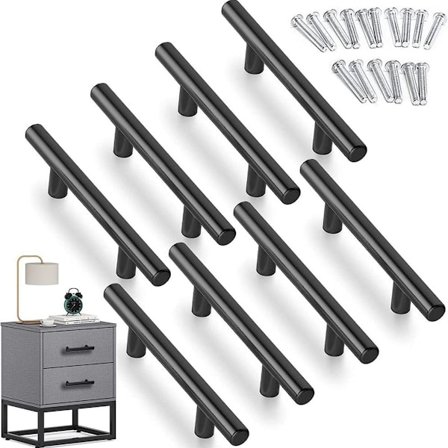 Møbelknotter og håndtak, 8 stk T-bar stang kjøkkendørhåndtak med skruer (150 mm), 9