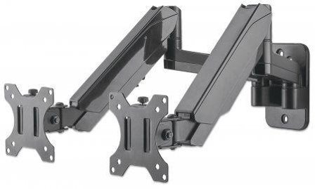 Manhattan MH LCD Wall GasSpring Arm, For Two Monitors, 2 hinges, Up to