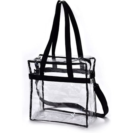 Genomskinlig Tote Bag Stadium Godkänd - Handtag, Axelrem, Dragkedja.