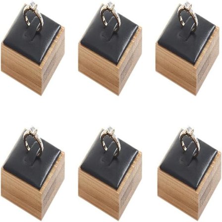 (Svart PU) 6 stk Ringdisplaystativ for butikksalg, Ring Smykkeholder Organizer Skuffeoppbevaring