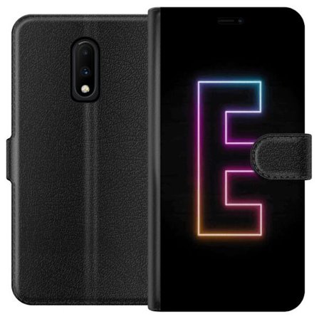 Kompatibel Tegnebogsetui til OnePlus OnePlus 7 Minimalistisk neonbogstav E i lyse farver mod mørk baggrund i moderne og stilren design