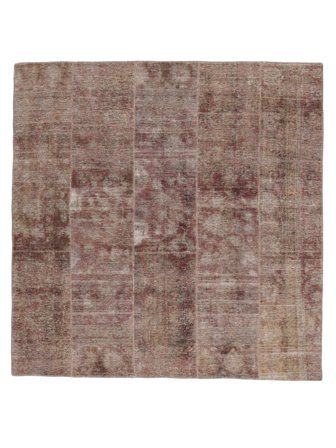 Håndknyttet Persisk Patchwork Teppe 229X230 Brun/Mørk Rød
