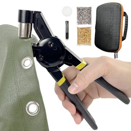 Metall Öljett Kit 10mm, Öljettång för Presenningar och Tyger, Öljett Set för Presenningar med 200 Öljetter (Ø 10mm) och Verktygssats