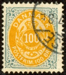 Danmark - Tofarvet øremærke - AFA 31By - Stemplet