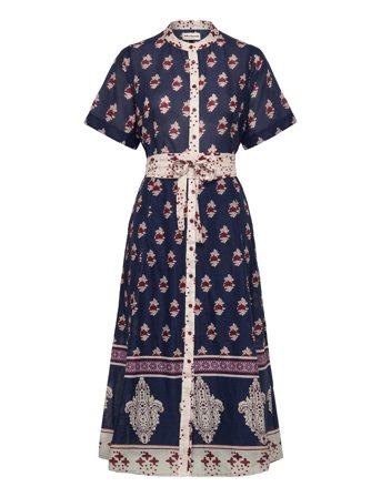 Matall Midi Dress Ss Knælang Kjole Multi/patterned Lollys Laundry