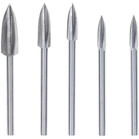 Rotationsfräs av volframkarbid för träsnideri - Dubbelskuren, kompatibel med Dremel, 1/8 "
