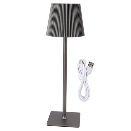 Bærbar Oppladbar Trådløs LED Bordlampe med Metallberøring 3 Fargetemperaturer Grå