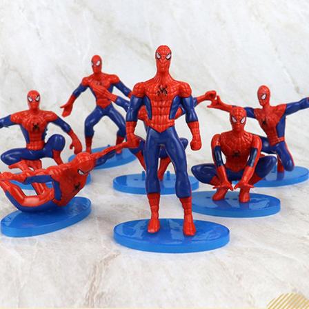 7 stk. Spiderman Superhelte Actionfigur Sæt Spider-man Tema Fødselsdagsfest Dekoration Tilbehør Kage Toppere Mini Figurer