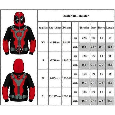 Deadpool Huppari Lapsille Pojille Casual Full Zip Hoodie Takki Löysä Puku